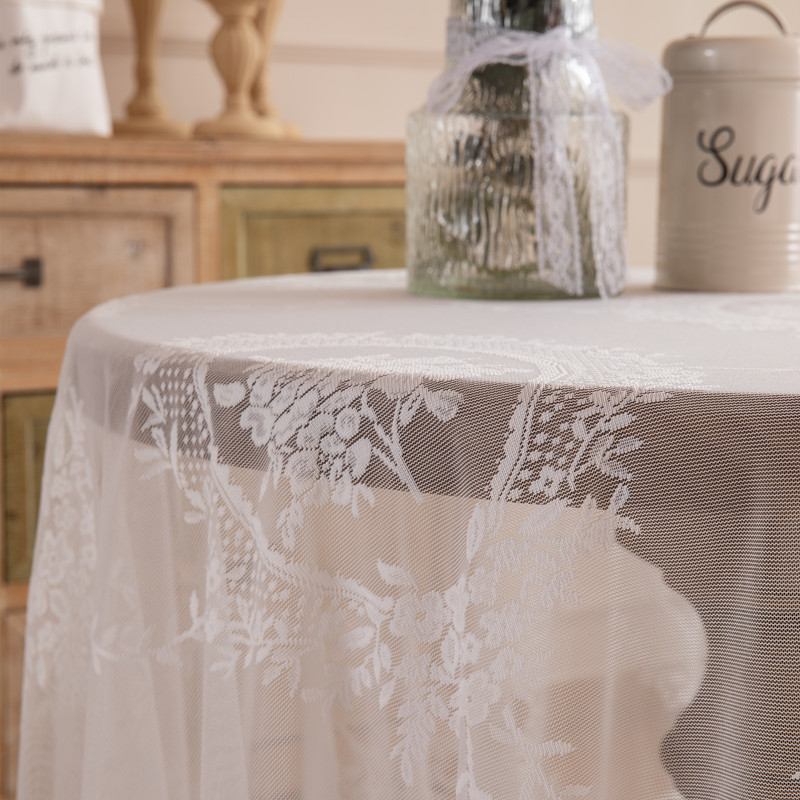 French Romantic Pastoral Lace Tablecloth Dessert Wedding Decoration Photo Coffee Dining Cloth Large Round Table_voghion.com