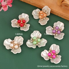 貝殻風パールフラワーアクセサリーDIYブライダルヘアクラウン衣装フラワーセンター素材半製品ダイヤモンド装飾材料