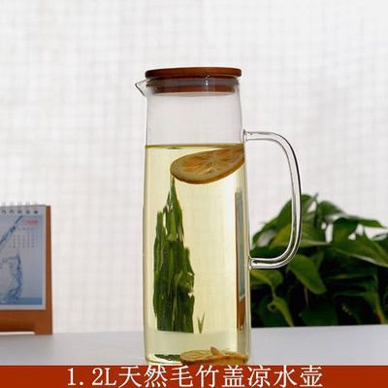 Fabricantes de lotes de vidrio borosilicato de alta botella de agua fría varias especificaciones del hogar olla de jugo de acero inoxidable cubierta recta botella de agua fría