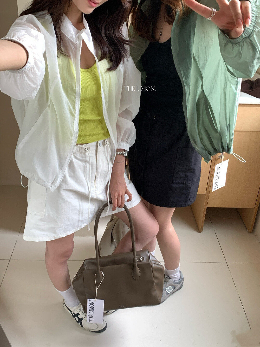 Chân váy chữ A ngắn phong cách công sở túi hộp dây rút — màu đen, màu trắng, màu xám, màu kaki chi tiết 21