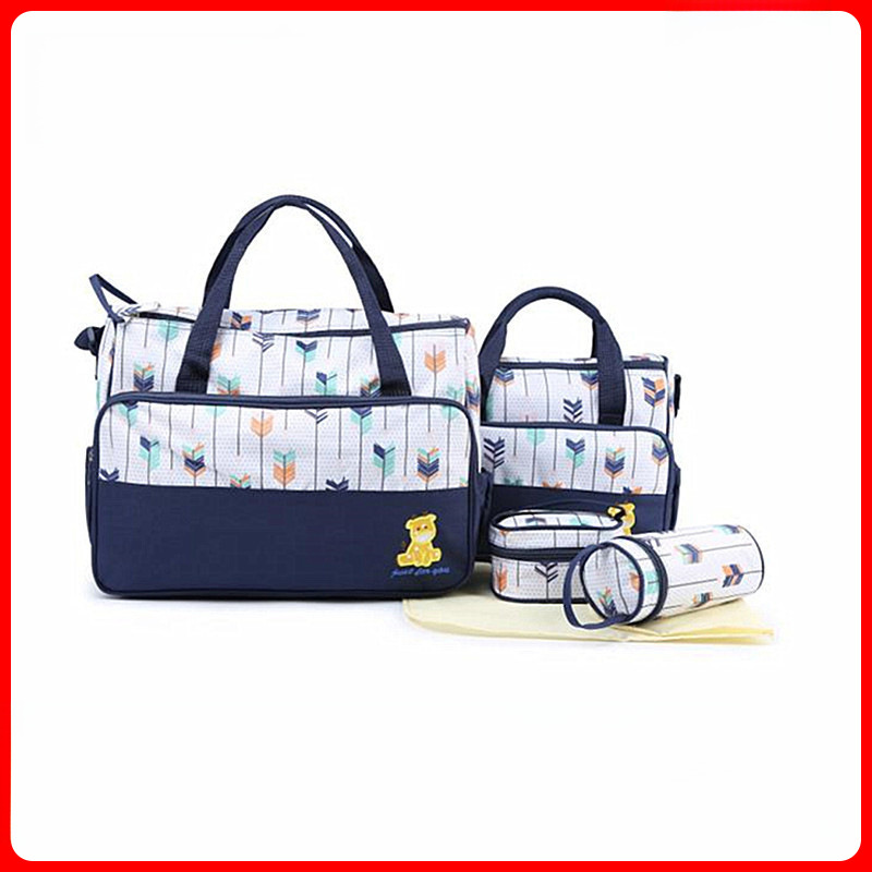 Fashion Printed Mother and Baby Bag Mummy Bag Five-piece Bag Multi-functional Large Capacity Outgoing Mother and Baby Crossbody Bag