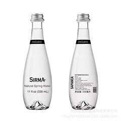 メーカー在庫卸売ミネラルウォーター飲料ガラスボトル透明ラウンドボトル空ボトル印刷可能なロゴ包装
