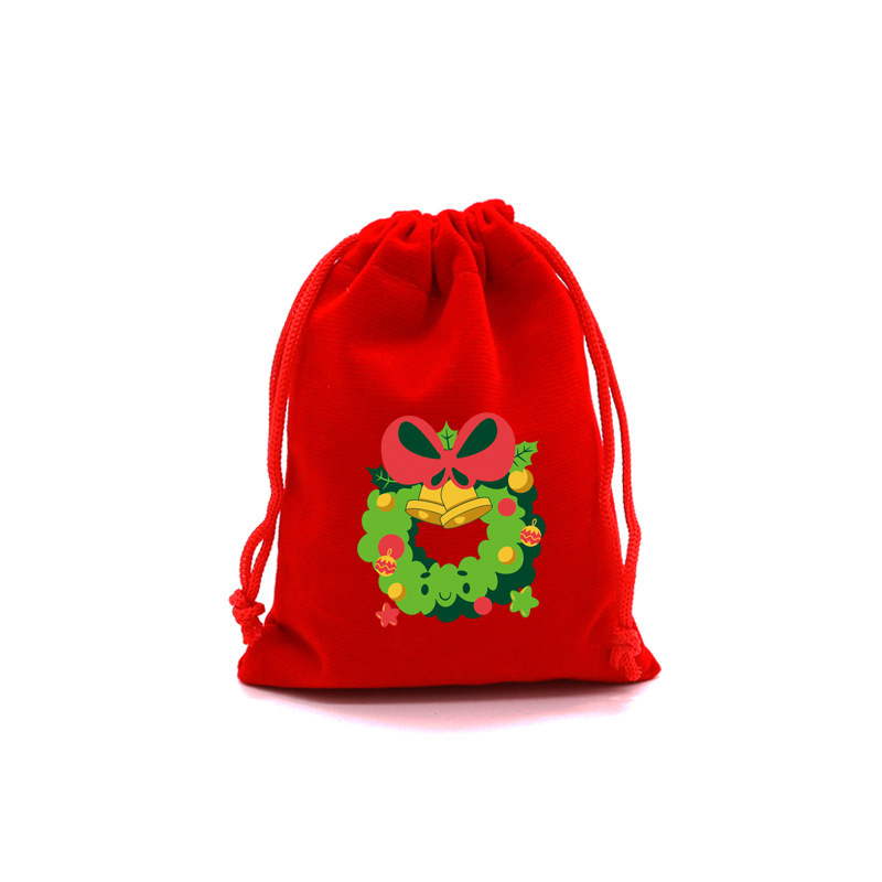 Amazonクロスボーダークリスマスギフトバッグ巾着バッグクリスマスキャンディバッグホリデーパーティーレッドベルベットギフトバッグ|undefined