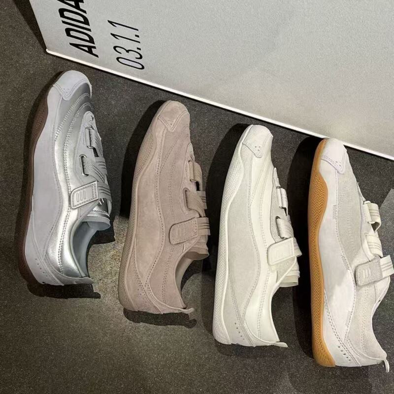 Cowhide Version of White Sneakers for Women, Flat Sneakers with Velcro, German Training Shoes for Women, Versatile Casual Sports Shoes for Autumn Cowhide Version of White Sneakers for Women, Flat Sneakers with Velcro, German Training Shoes for Women, Versatile Casual Sports Shoes for Autumn