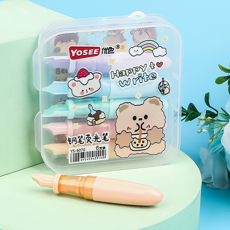 6070 pluma rotulador estudiante diario pluma marcador lindo de la historieta etiqueta DIY regalo forma rotulador