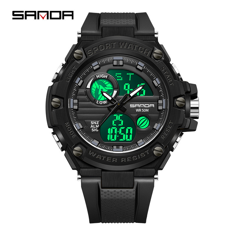 SANDA 3196 Comercio exterior multi-funcional de los hombres en vivo de comercio electrónico popular multi-funcional impermeable reloj deportivo
