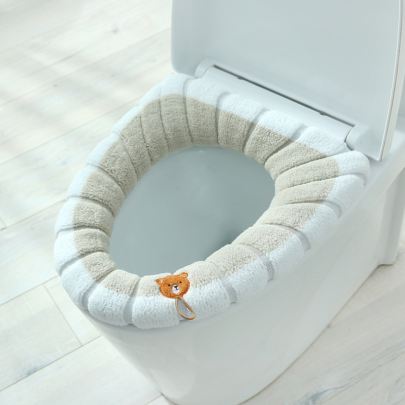 便座クッション、冬用厚みのある便座カバー、オールシーズン対応のユニバーサル家庭用便座、便座ガスケット、ニット便座クッション|undefined
