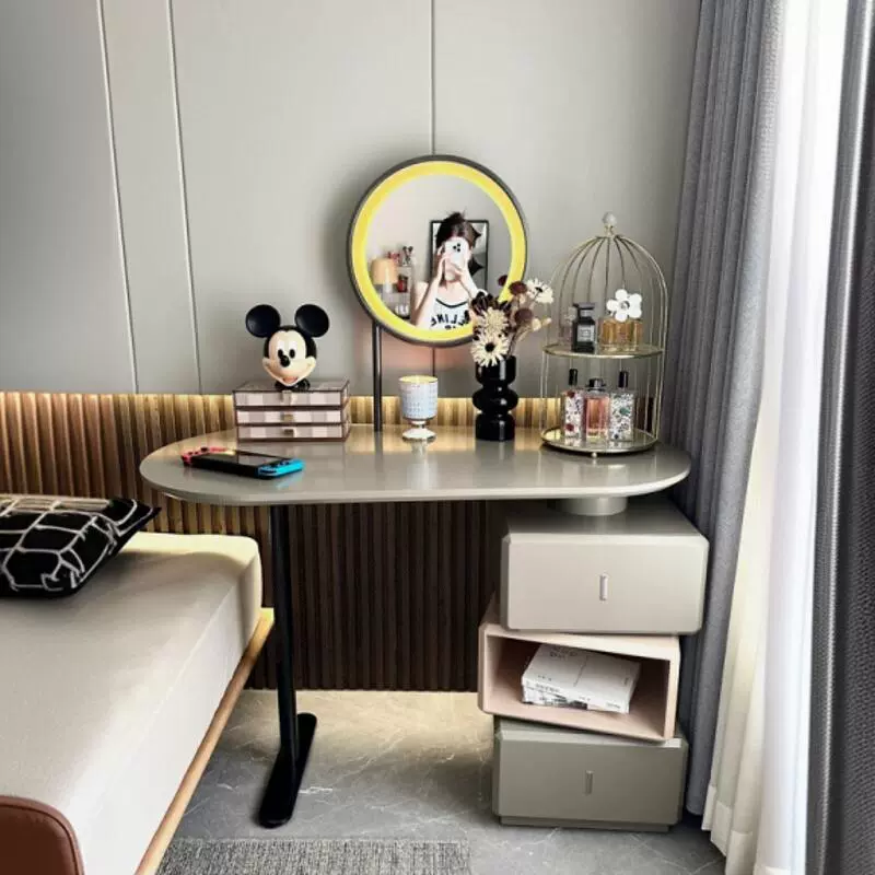 意式轻奢极简化妆桌梳妆台卧室简约现代储物收纳置物柜美容抽屉