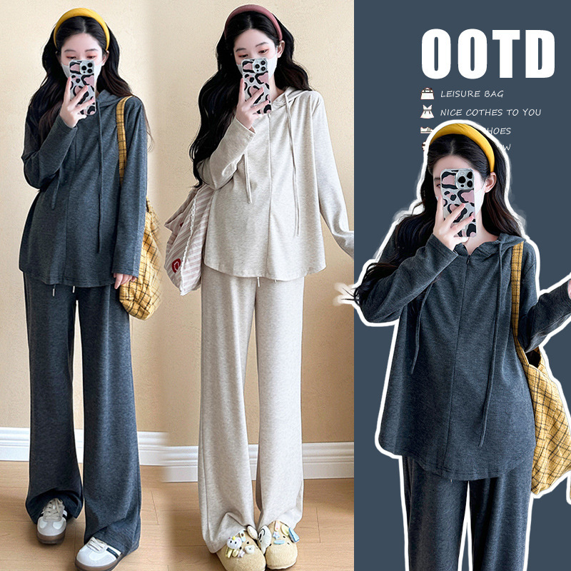 2026 Autumn Casual Sporty Maternity Lazy Style Half-Zip Hooded Top + Casual Pants Set 2026 Autumn Casual Sporty Maternity Lazy Style Half-Zip Hooded Top + Casual Pants Set