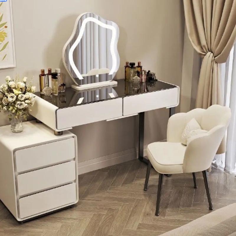 강화 블랙 유리 3단 서랍장 80cm