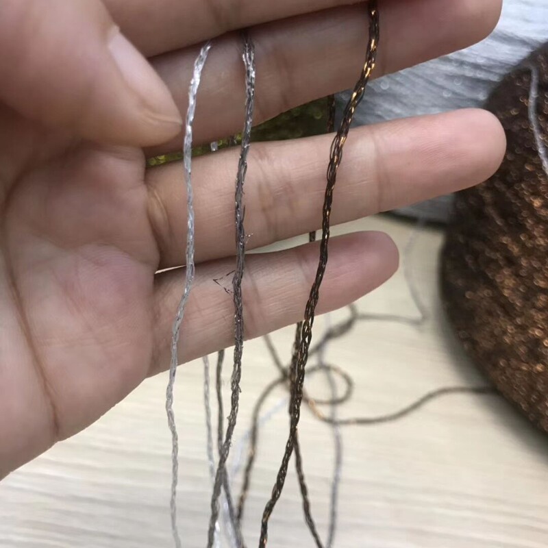 Gold and Silver Hollow Strap Yarn 1/7.5 Count 70% Polyester 30% Metal Wire Colored Wool Yarn