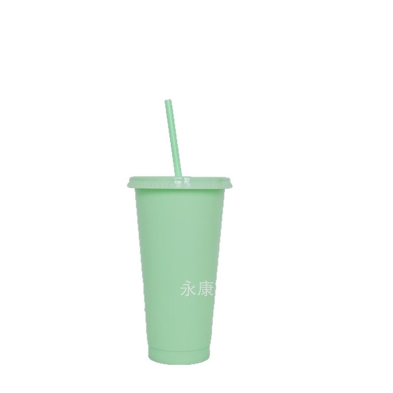 外贸新款马卡龙系列大容量710ML塑料奶茶杯PP材质磨砂手感吸管杯|undefined