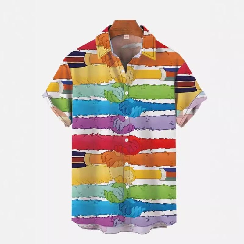 2026 New Trendy Cool Fashion Rainbow Color Printed Shirt Beach Party 3D Printed Hawaiian Shirt Men's Summer Shirt 2026 New Trendy Cool Fashion Rainbow Color Printed Shirt Beach Party 3D Printed Hawaiian Shirt Men's Summer Shirt
