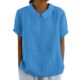 in stock AliExpress Independent Station Wish Hot Sale New Loose Lapel Shirt Women's Short Sleeve Cotton Top