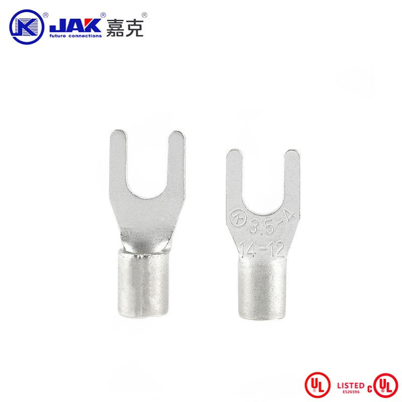 SNB1.25-4冷压叉形Y型U型裸端头UL紫铜鼻子焊口接线端子CE嘉克JAK