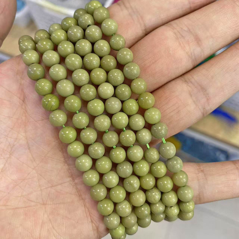 天然牛油果色阿拉善散珠抹茶鸭屎绿玛瑙圆珠批发细润配饰半成品|undefined