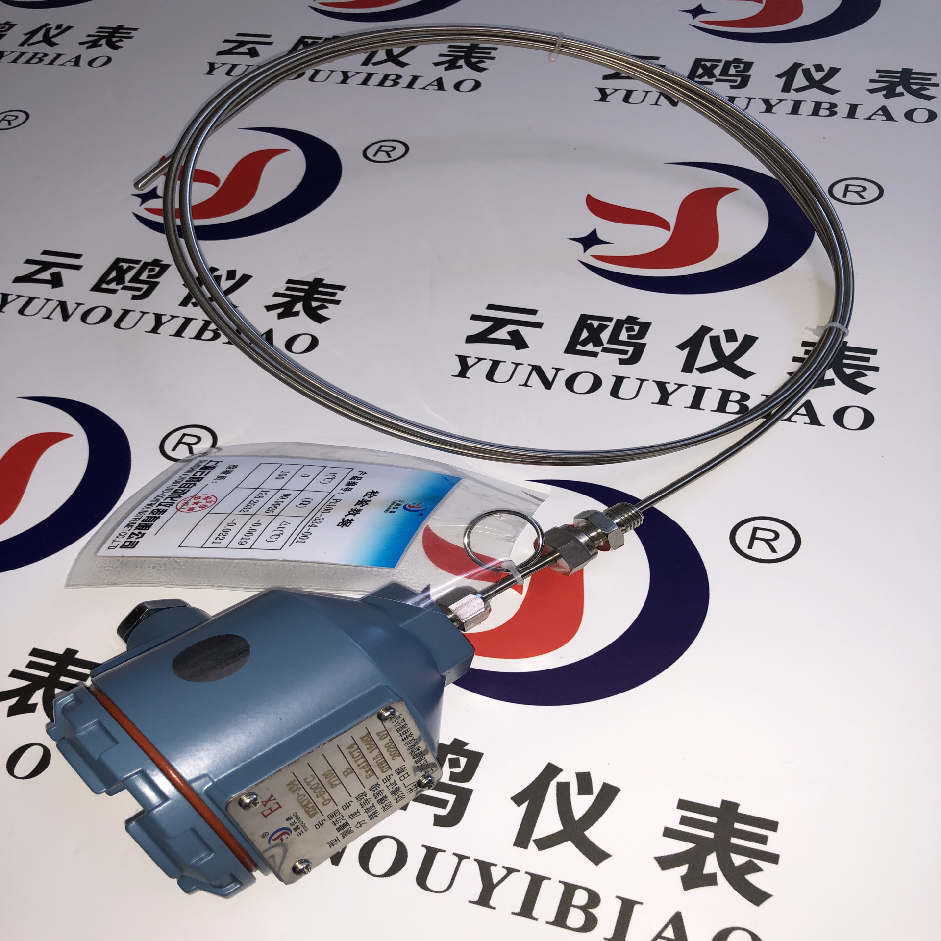 Pt00防爆热电阻WZP2-74固定螺纹管接头式WZP-240带安装套管热电阻dIIBT4