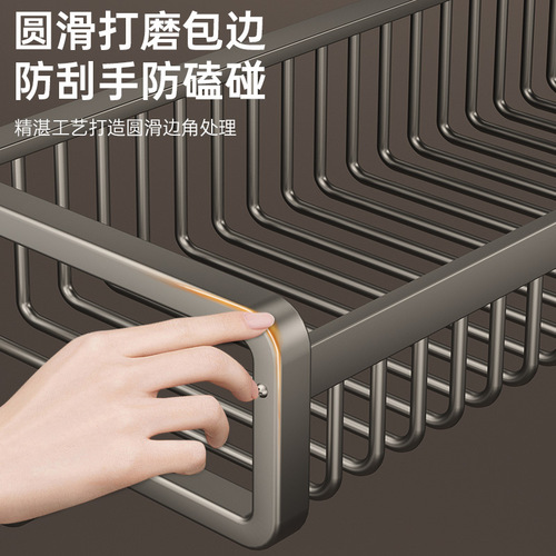 Bathroom storage rack bathroom toilet mesh basket towel rack no punching hand washing bathroom towel rack three layers