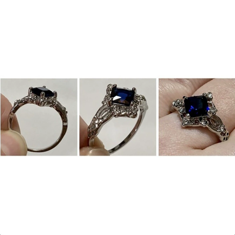 Синий модный перстень с камнем из циркона, Wish, образец серебра 925