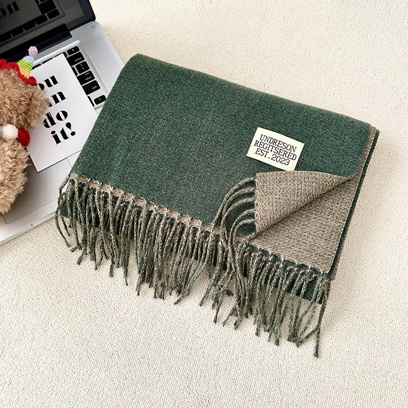 Otoño y invierno bufandas mujeres de imitación de cashmere de color sólido de alto nivel de sensación multifuncional engrosado alargado calentamiento bordas buñuelo al por mayor