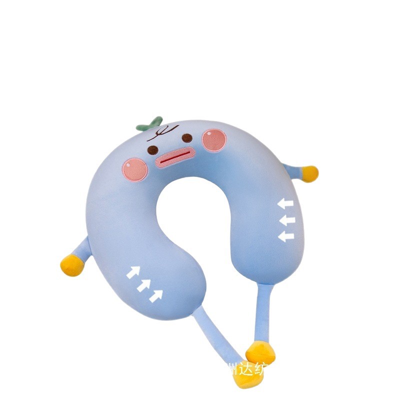 Memoria de dibujos animados algodón tipo u almohada de cuello almohada de viaje avión almohada de cuello almohada portátil almohada de almuerzo de oficina almohada
