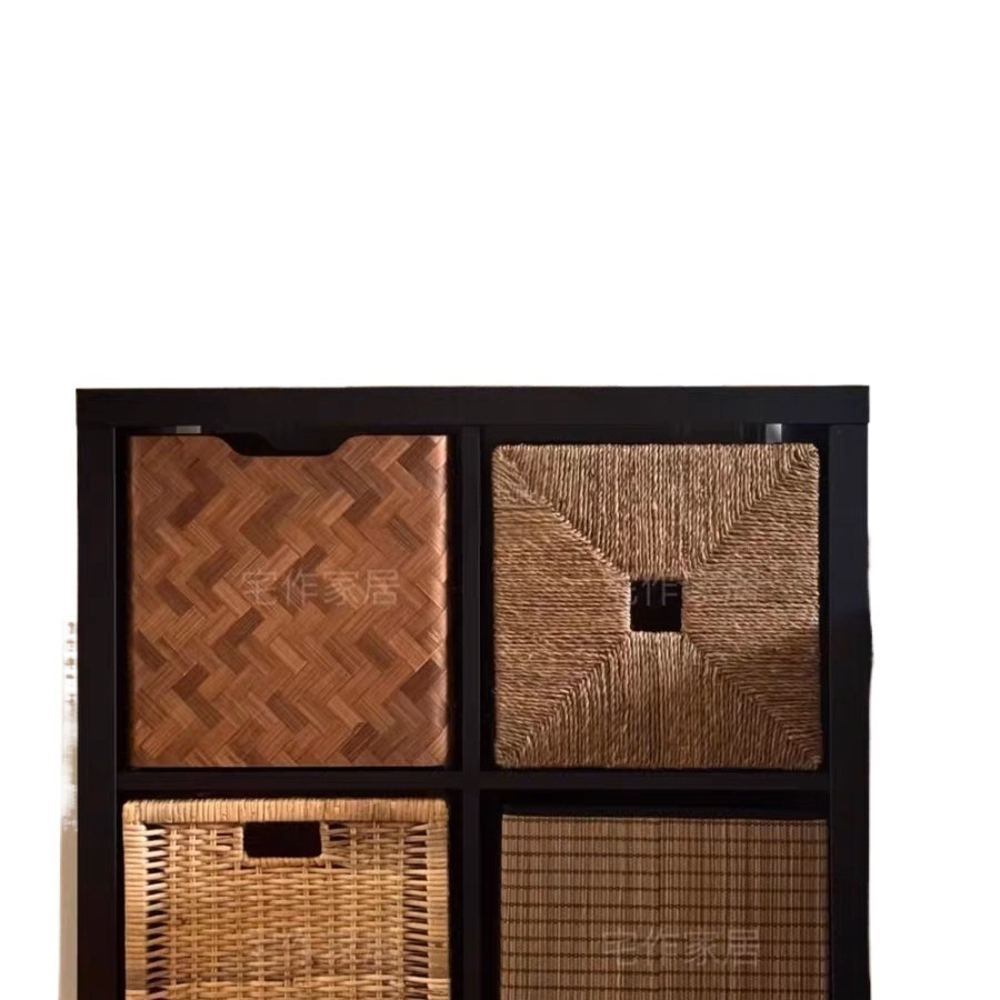 Cesta de almacenamiento de calabaza de agua tejida a mano imitación de vid, cesta de almacenamiento de algas plegable de gabinete de cuadrícula, cesta de almacenamiento