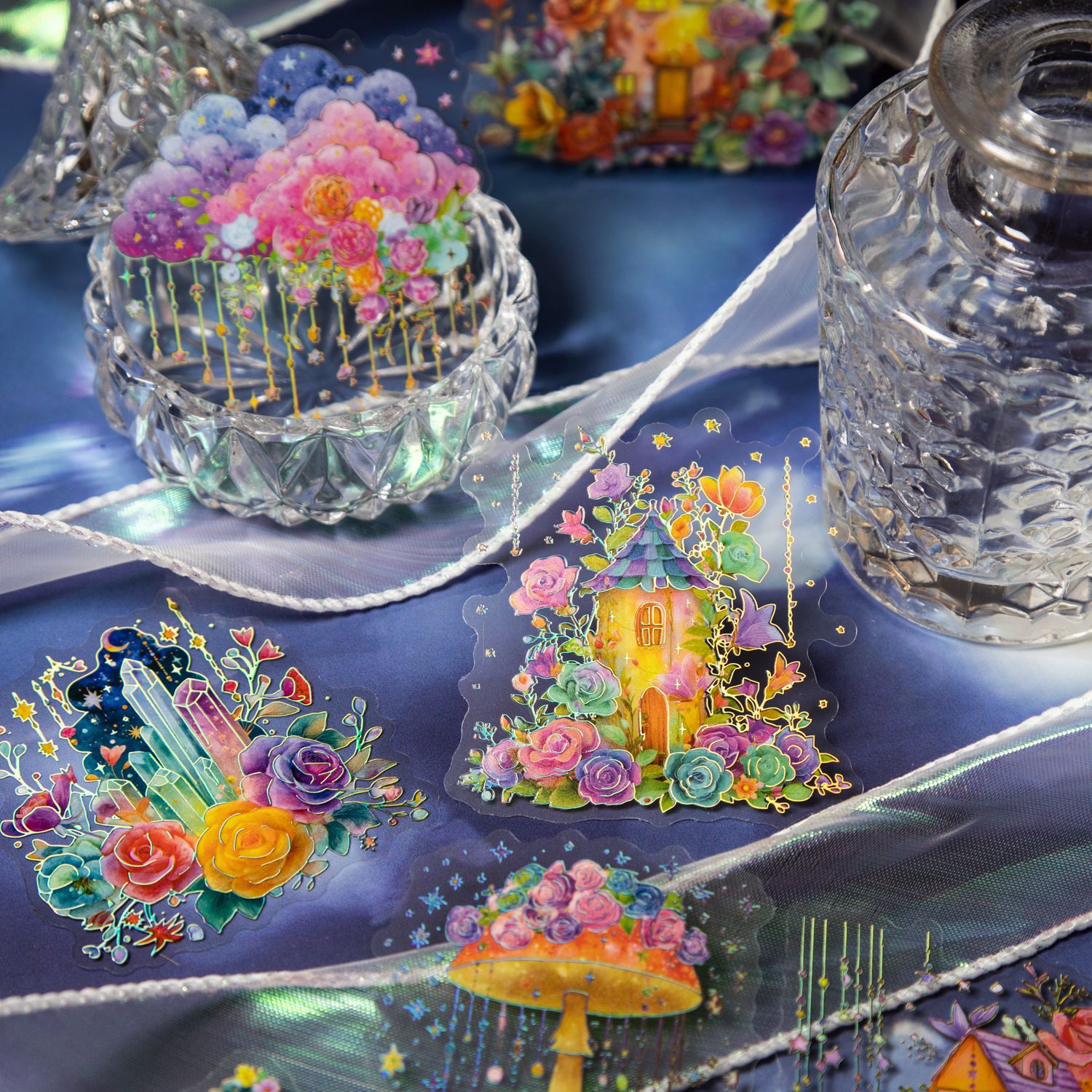 Hermoso día Acuarela Fantasy World Series Sticker Package Bronceado Tema de paisajismo Decoración de cuentas a mano 6 estilos