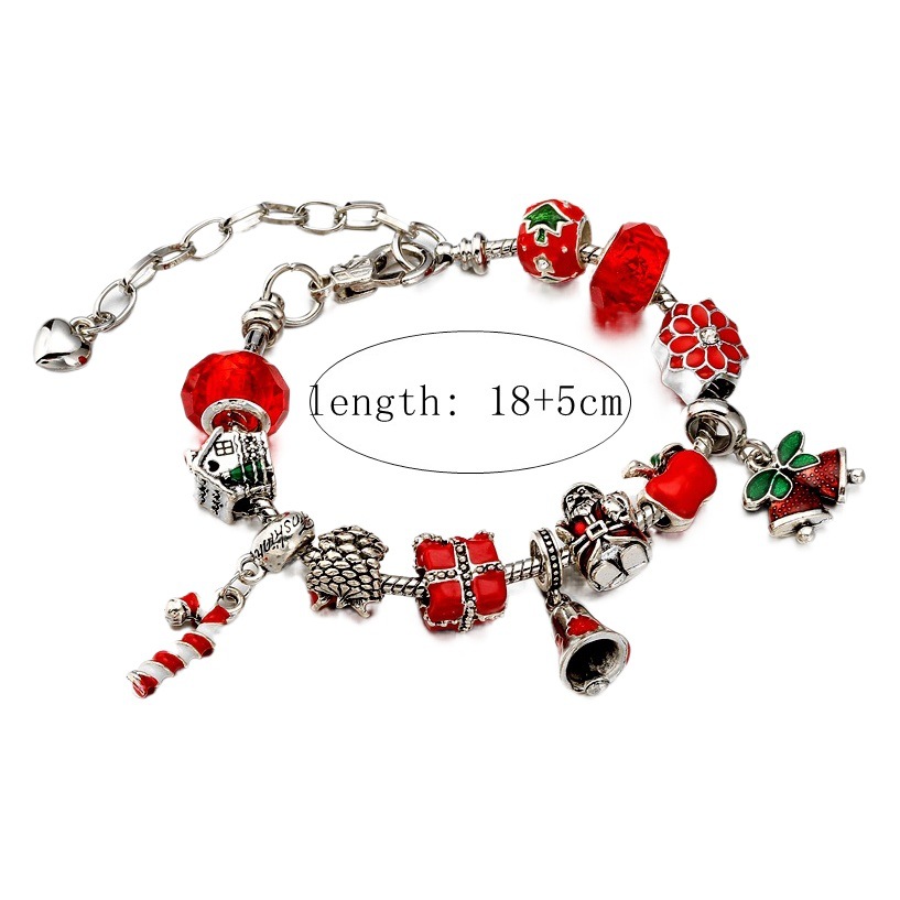 Europea y americana DIY con cuentas de hueso de serpiente cadena cuentas de vidrio muñeco de nieve muleta pulsera Navidad campana regalo Navidad pulsera