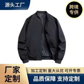 工厂定制男士休闲夹克 简约棒球服加厚棉衣飞行员外套 男装批发