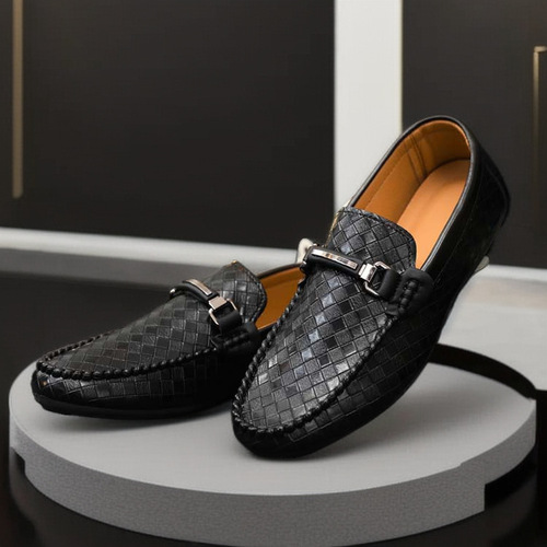 Men's Large Size Moccasin Shoes, Autumn, Black, Casual Slip-On Work Shoes