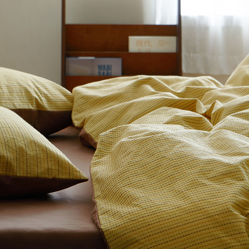 Parure de lit 4 pièces en jacquard de coton style vintage_voghion.com