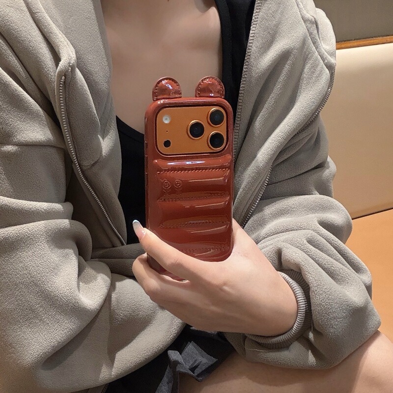 Korean down Jacket Brown Bear Ears iPhone 17 Apple 16 Compatible 14/15 Pro Max Phone Case Anti-Drop Korean down Jacket Brown Bear Ears iPhone 17 Apple 16 Compatible 14/15 Pro Max Phone Case Anti-Drop