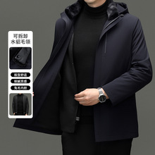 品牌高端派克服男冬季新款可拆卸兔毛内胆水貂领爸爸装尼克服外套