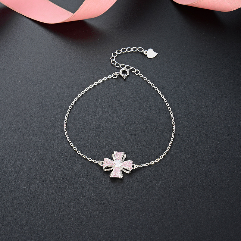 Elegante de las mujeres accesorios joyería estilo japonés y coreano s925 plata esterlina ZIRCON pulsera flor fresca popular