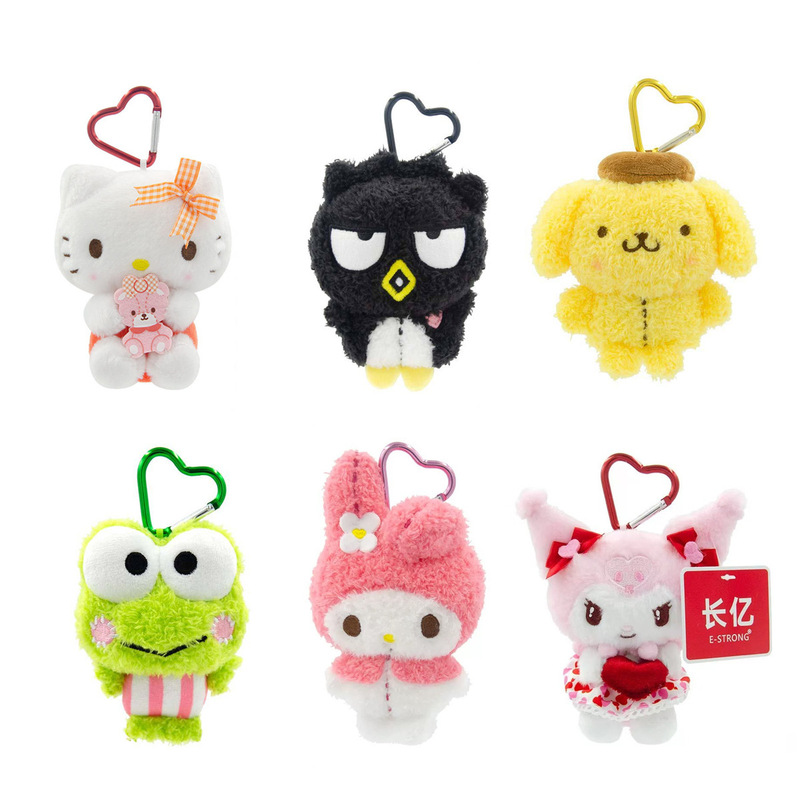 Sanrio Officially Licensed Kuromi, My Melody, Hello Kitty, Pompompurin, and Penguin Plush Toy Keychain