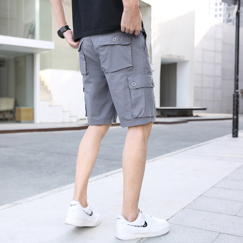 2022 verano Comercio exterior estilo coreano recortado pantalones cortos hombres rectos multi-Bolsa de ropa de trabajo cortos ins moda de los hombres jóvenes pantalones Casuales