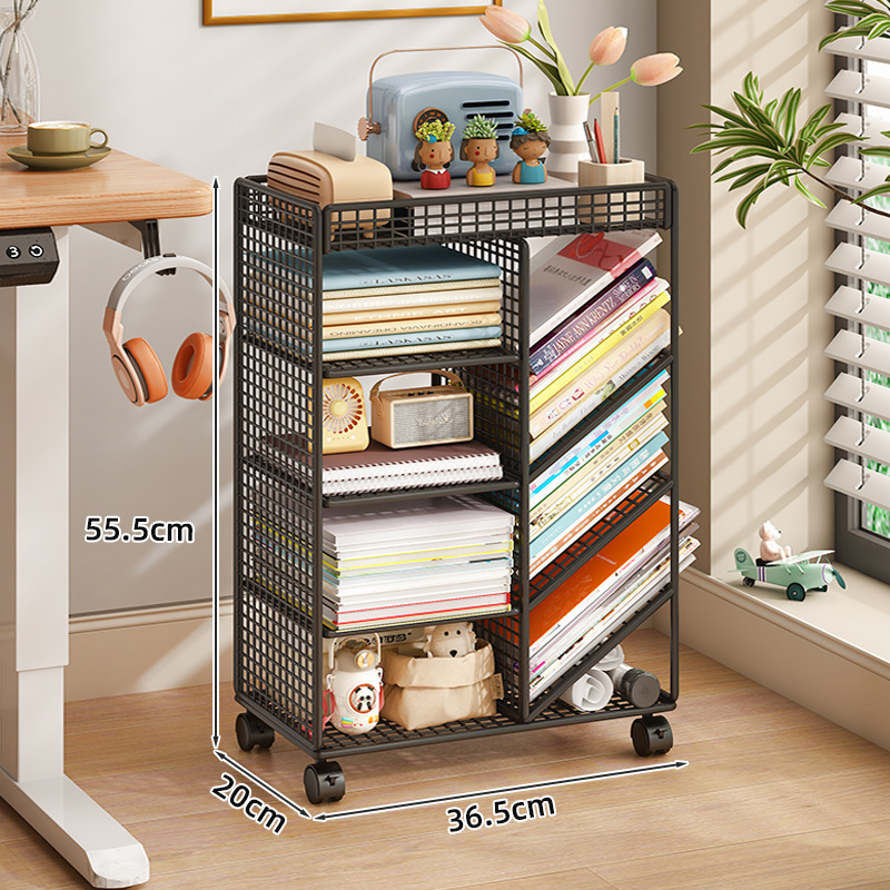 Estante de libros debajo de la mesa, estante de almacenamiento de artículos móviles, carro simple para estudiantes, rueda de almacenamiento de libros junto al escritorio del aula
