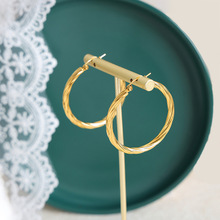 韩国东大门新款时尚夸张圆圈环绕光面耳环女夏季耳饰 钛钢饰品女