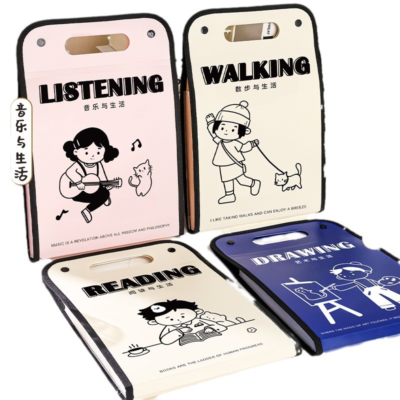 Bolsa de acordeón portátil vertical de color verdadero, soporte para papel de prueba, bolsa de almacenamiento de papel para estudiantes de secundaria y primaria para almacenar y organizar materias