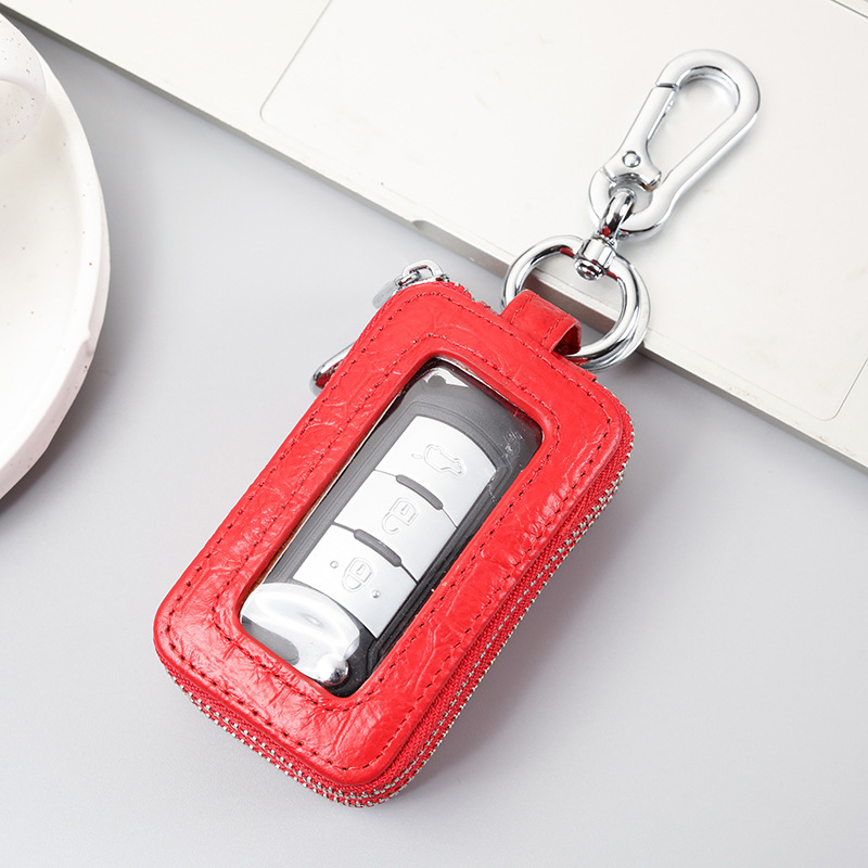 Fábrica de cocodrilo patrón clave caso de cuero genuino de los hombres de doble capa de coche multifunción clave bolsa de cremallera primera capa de piel de vaca al por mayor