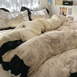 法式蝴蝶床单四件套纯棉全棉2025新款被罩床笠被套床品床上三件套