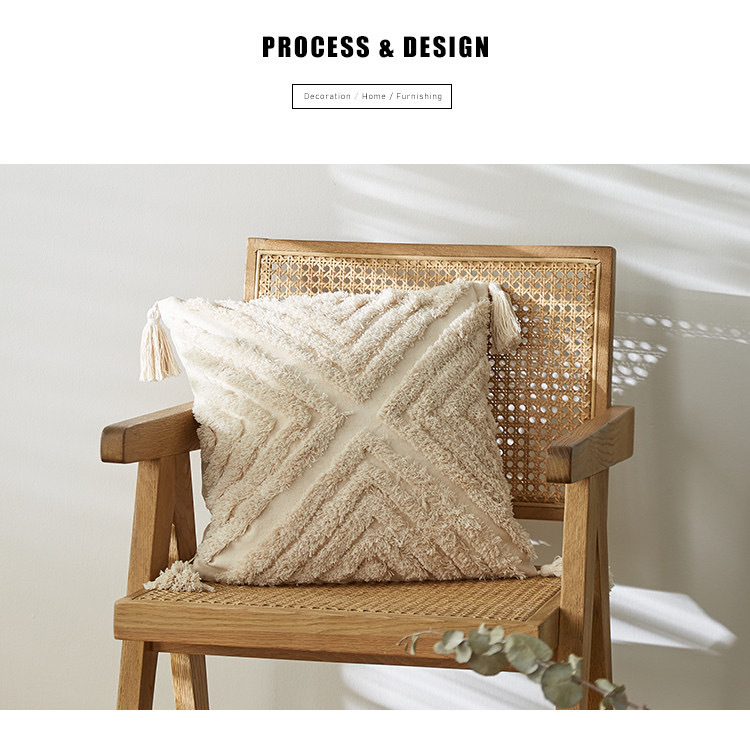 跨境专供摩洛哥民族风簇绒几何刺绣流苏波西米亚抱枕套靠垫亚马逊