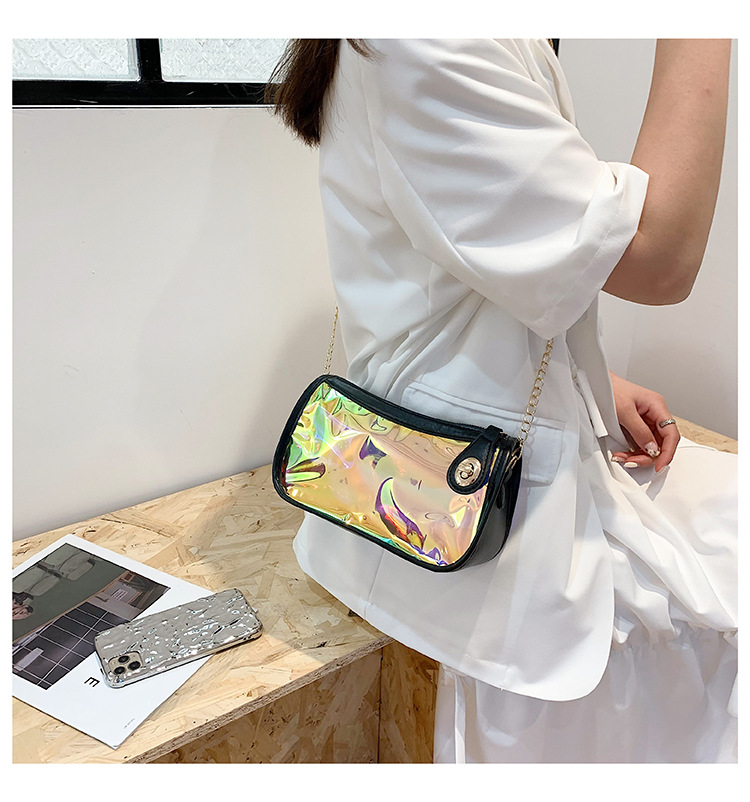 Fashion Summer Small Square Casual Pvc Women's Transparent Jelly Color Beach Chain Bag display picture 3