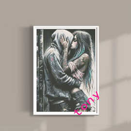 跨境5d钻石画diy满钻圆钻 相吻情人万圣节人物客厅贴钻画 厂家批