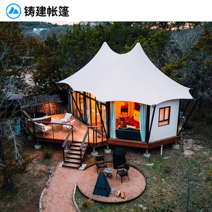 Scenic Resort Hotel Tent, Three-Peak High-End B&B Hotel, Outdoor Camp Reception Hall Tent Manufacturer