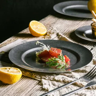 Vintage 304 Stainless Steel Plate Western Food Steak Plate Knife and Fork suit Dessert Plate Household Outdoor Portable Tableware