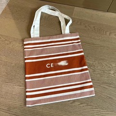 24新作オレンジ凱旋門キャンバスショッピングバッグ限定モデルストライプ要素厚手大容量シングルショルダーバッグ