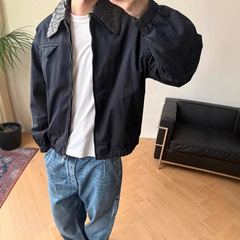正确版原标BV家编织可拆卸皮领休闲夹克宽松外套男女同款简约百搭