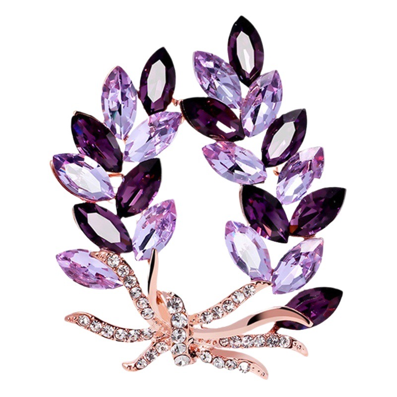 Nuevo cristal Bauhinia bouhinia broche de gama alta temperamento femenino anti-exposición pin diamante incrustado oído de trigo ramillete traje Accesorios