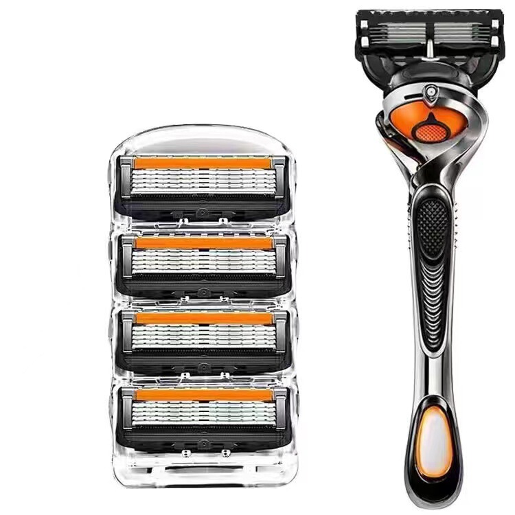 New Orange and Black Razor Manual Razor Men's Beard Razor Geely Five-Layer Blade Universal 5-Layer Blade New Orange and Black Razor Manual Razor Men's Beard Razor Geely Five-Layer Blade Universal 5-Layer Blade